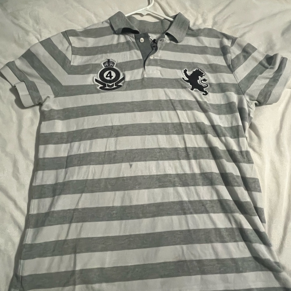 Express Gray Polo Shirt with Embroidered Details
